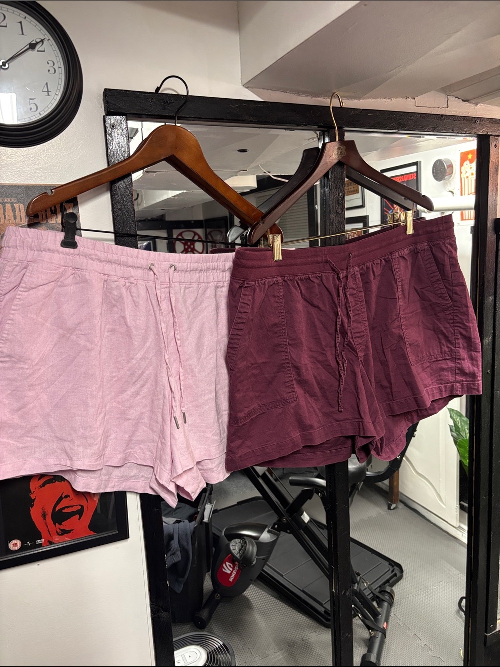 GAP Women's Drawstring Athletic Shorts in Light Pink and Plum